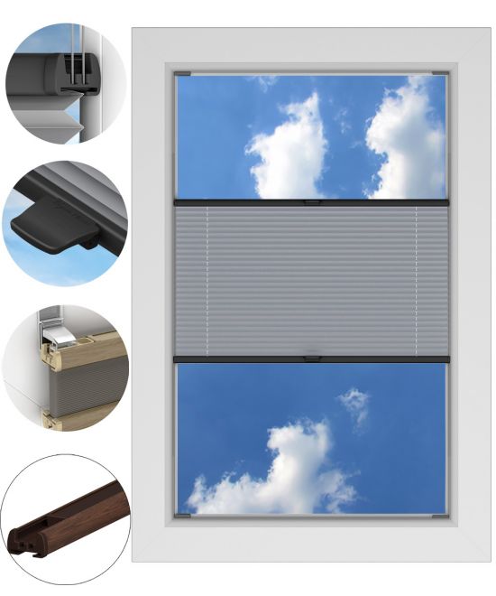 Roleta Plisowana ZACIEMNIAJĄCA BEZINWAZYJNA PROFIL ORZECH na wymiar